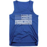Proud Father Of A Few Dumbass Kids Usa Flag Funny Fathers Day Tank Top