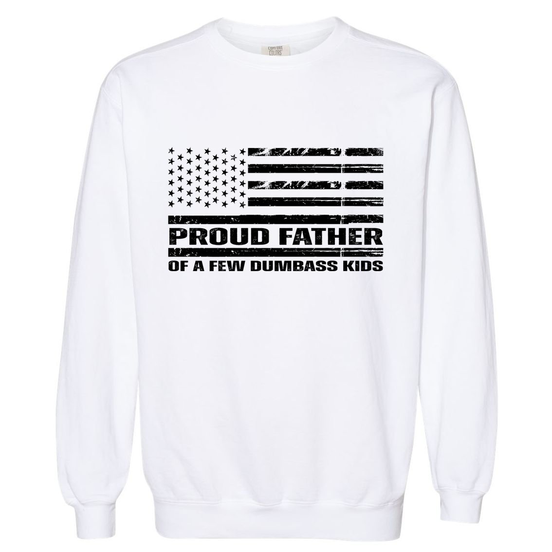 Proud Father Of A Few Dumbass Kids Usa Flag Funny Fathers Day Garment-Dyed Sweatshirt