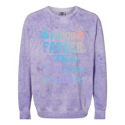 Proud Father Of A Few Dumbass Sarcastic Dad Gift Colorblast Crewneck Sweatshirt