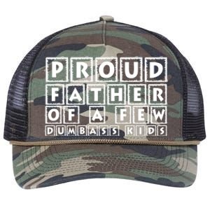 Proud Father Of A Few Dumbass Kids Funny Gift For Dad Retro Rope Trucker Hat Cap