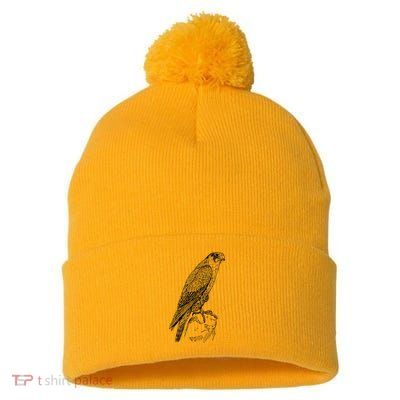 Peregrine Falcon Ornithology Falconer Bird Lover Pom Pom 12in Knit Beanie