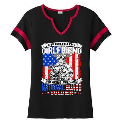 Proud Friend Of A National Guard Soldier Military Lover Gift Ladies Halftime Notch Neck Tee