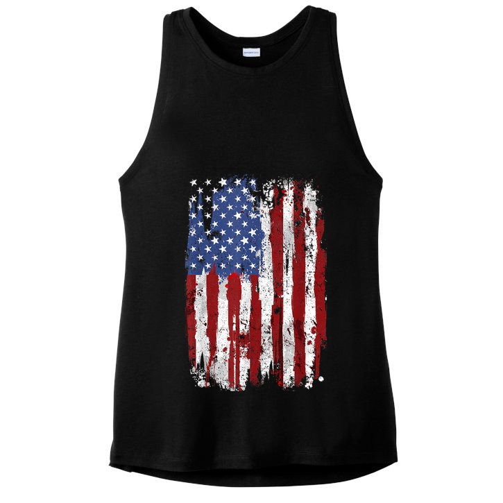 Patriotic Fourth Of Usa Flag American Flag United States Of America 4th Of July Ladies PosiCharge Tri-Blend Wicking Tank