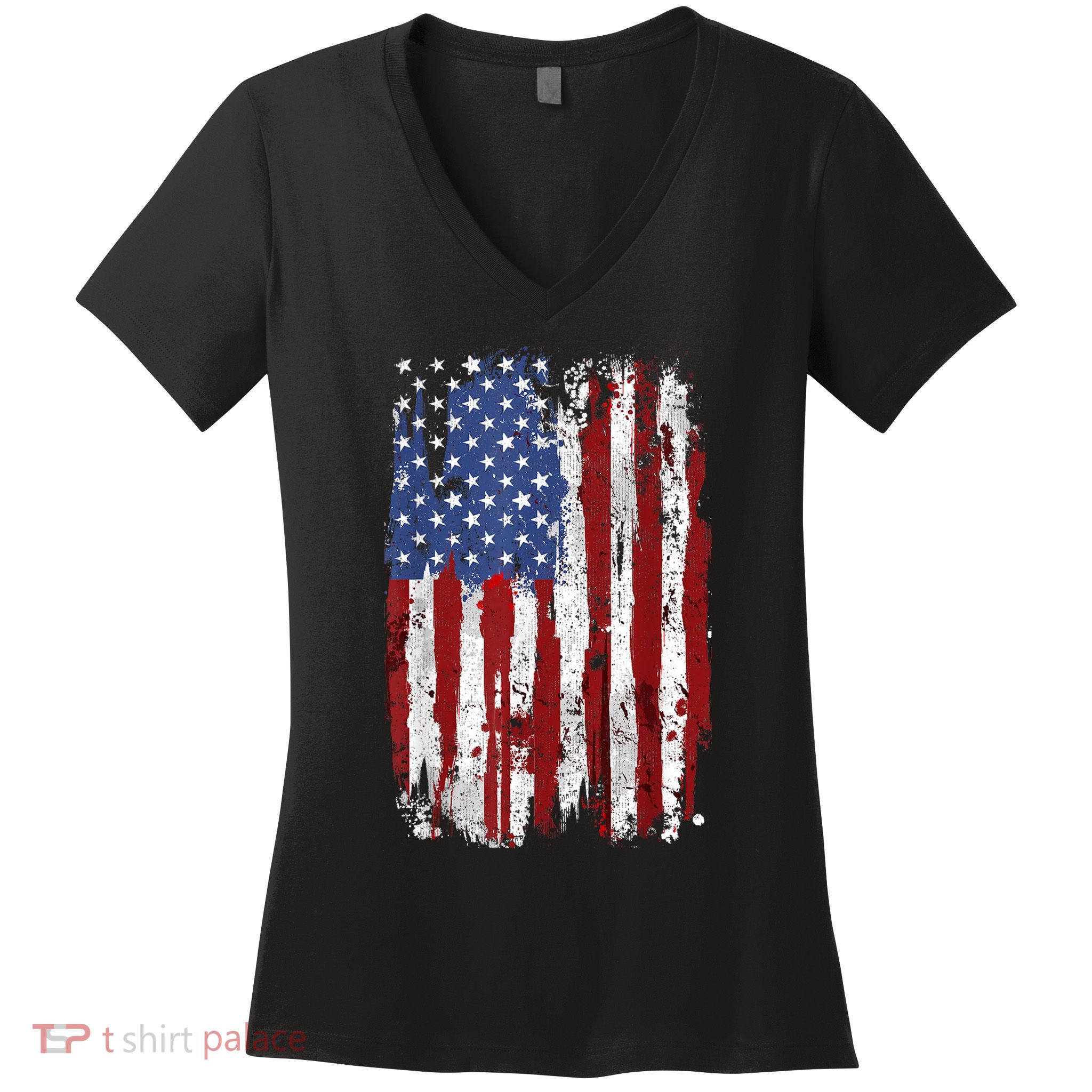 Patriotic Fourth Of Usa Flag American Flag United States Of America 4th Of July Women's V-Neck T-Shirt