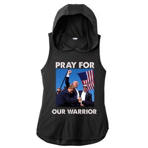 Pray For Our Warrior Pray For Trump Trending Trump Was Just Shot At Ladies PosiCharge Tri-Blend Wicking Draft Hoodie Tank