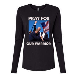 Pray For Our Warrior Pray For Trump Trending Trump Was Just Shot At Womens Cotton Relaxed Long Sleeve T-Shirt