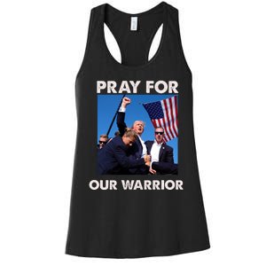 Pray For Our Warrior Pray For Trump Trending Trump Was Just Shot At Women's Racerback Tank