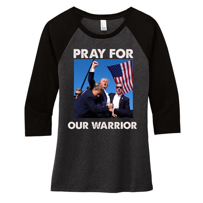 Pray For Our Warrior Pray For Trump Trending Trump Was Just Shot At Women's Tri-Blend 3/4-Sleeve Raglan Shirt