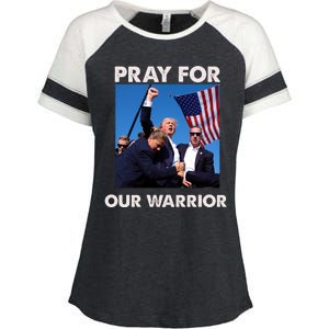 Pray For Our Warrior Pray For Trump Trending Trump Was Just Shot At Enza Ladies Jersey Colorblock Tee