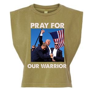 Pray For Our Warrior Pray For Trump Trending Trump Was Just Shot At Garment-Dyed Women's Muscle Tee