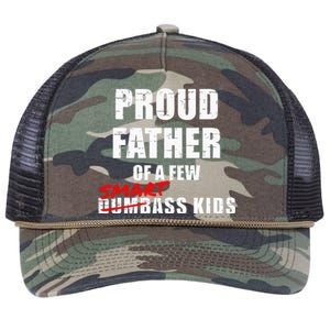 Proud Father Of A Few Smart Ass Not Dumbass Retro Rope Trucker Hat Cap