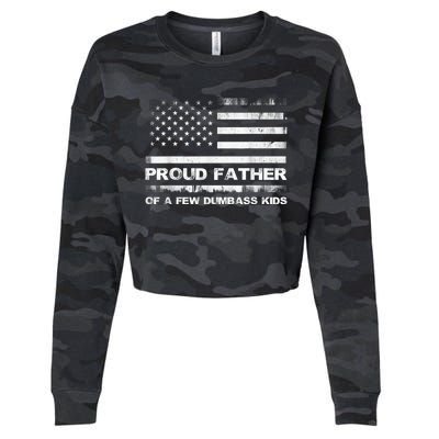 Proud Father Of A Few Dumbass Funny Fathers Day Cropped Pullover Crew