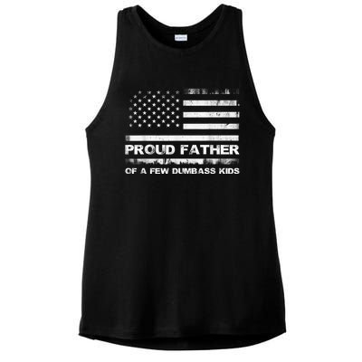 Proud Father Of A Few Dumbass Funny Fathers Day Ladies PosiCharge Tri-Blend Wicking Tank