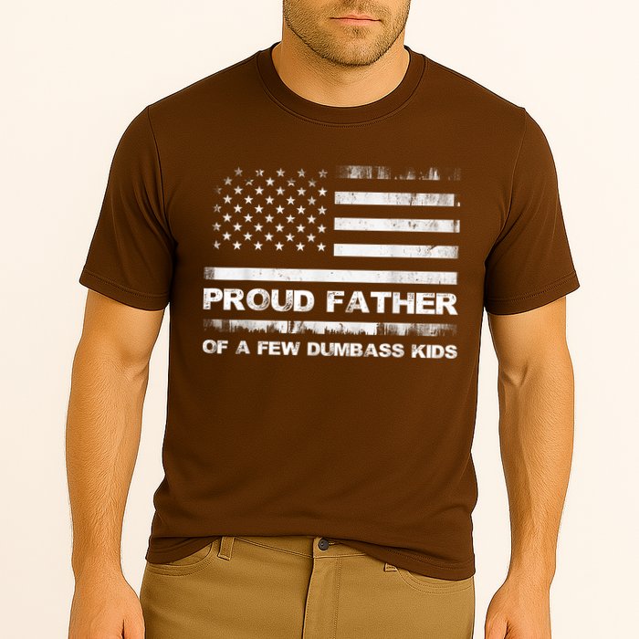 Proud Father Of A Few Dumbass Funny Fathers Day Cooling Performance Crew T-Shirt