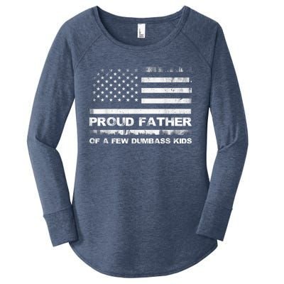 Proud Father Of A Few Dumbass Funny Fathers Day Women's Perfect Tri Tunic Long Sleeve Shirt