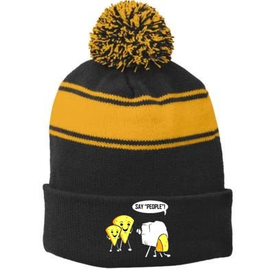 Photographer For Photography Lover Photo Cheese Say People Stripe Pom Pom Beanie