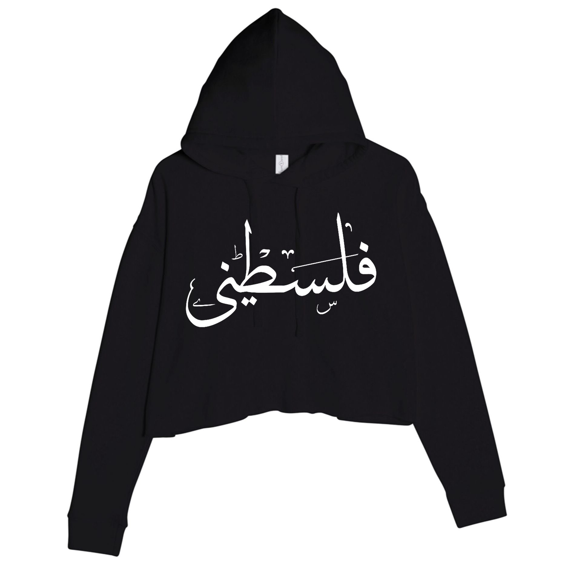 Palestine Free Palestine In Arabic Free Gaza Palestine Flag Crop Fleece Hoodie