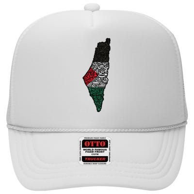 Palestine Flag Palestinian High Crown Mesh Back Trucker Hat