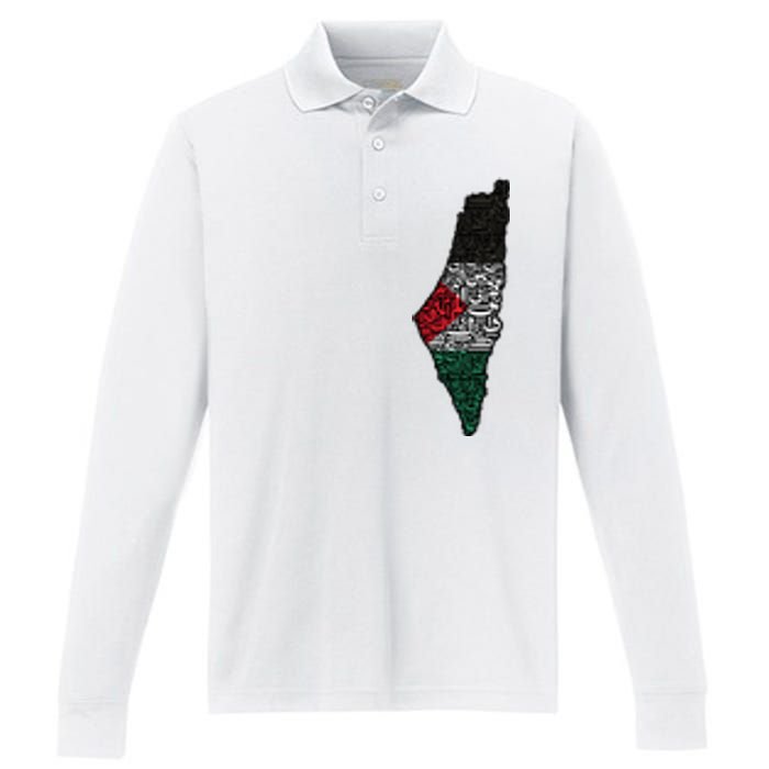 Palestine Flag Palestinian Performance Long Sleeve Polo