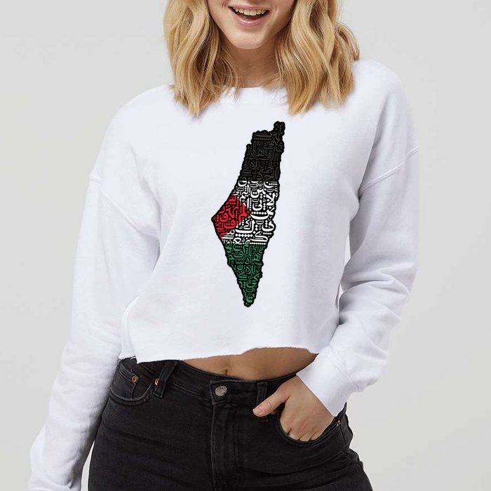 Palestine Flag Palestinian Cropped Pullover Crew