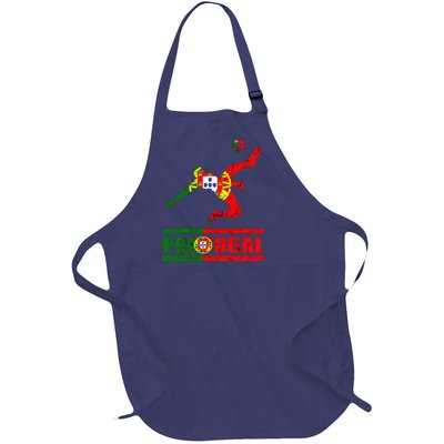 Portuguese Flag Portugal Soccer Portuguese Pride Portugal Full-Length Apron With Pockets