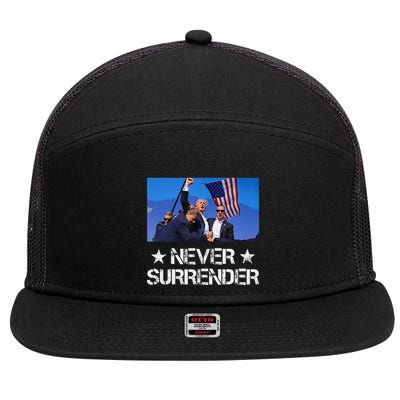 Pray For President Trump Never Surrender God Bless Trump Gift 7 Panel Mesh Trucker Snapback Hat