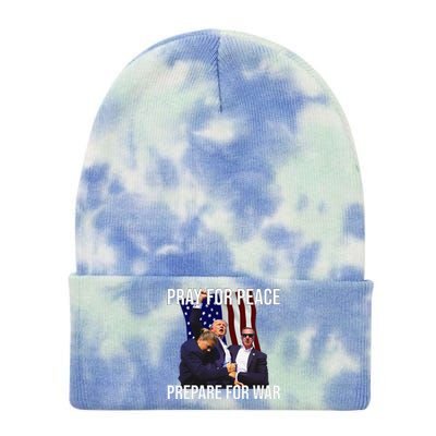 Pray For Peace Prepare For War Protrump Tie Dye 12in Knit Beanie