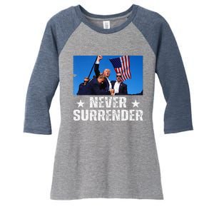 Pray For President Trump Never Surrender God Bless Trump Women's Tri-Blend 3/4-Sleeve Raglan Shirt