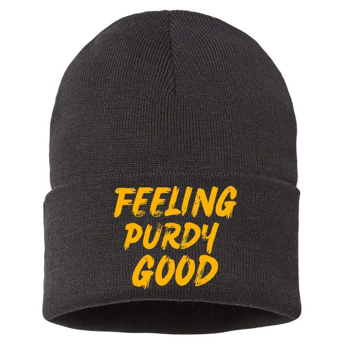 Purdy Feeling Purdy Good Meme Sustainable Knit Beanie