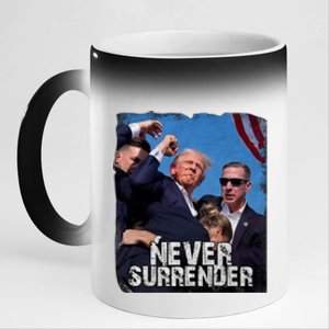 Pray For President Trump Never Surrender 11oz Black Color Changing Mug