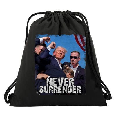 Pray For President Trump Never Surrender Drawstring Bag