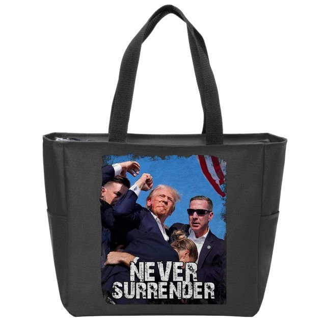 Pray For President Trump Never Surrender Zip Tote Bag