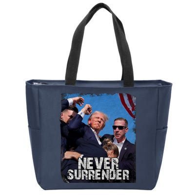 Pray For President Trump Never Surrender Zip Tote Bag