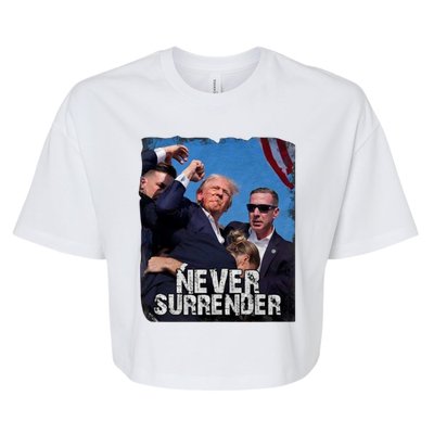 Pray For President Trump Never Surrender Bella+Canvas Jersey Crop Tee