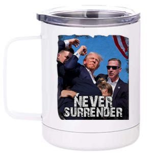 Pray For President Trump Never Surrender 12 oz Stainless Steel Tumbler Cup