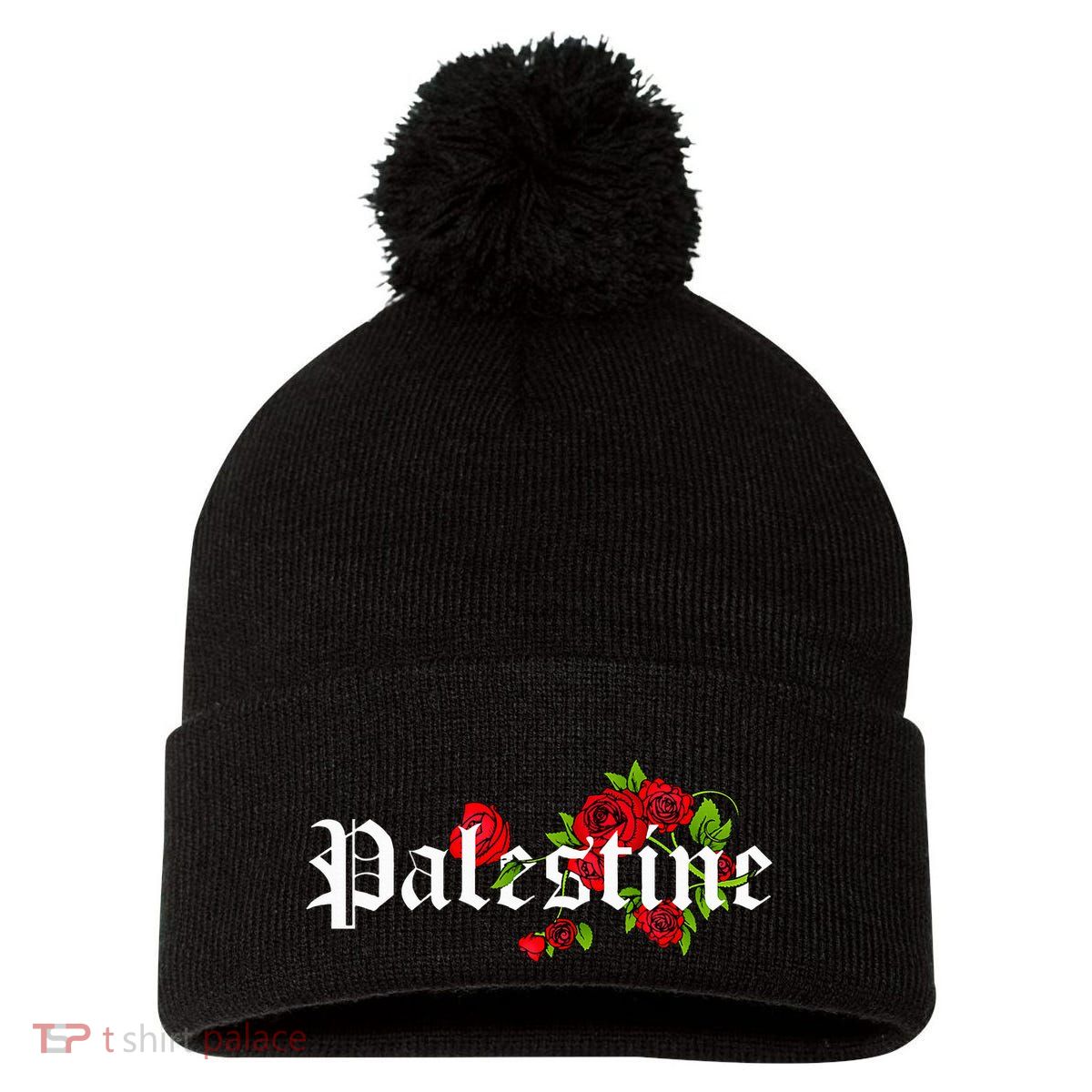 Palestine Free Palestine Free Gaza Palestine Flag Arabic Pom Pom 12in Knit Beanie
