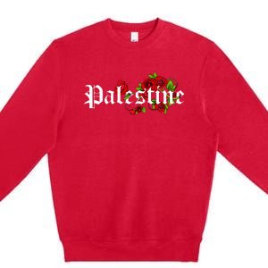 Palestine Free Palestine Free Gaza Palestine Flag Arabic Premium Crewneck Sweatshirt