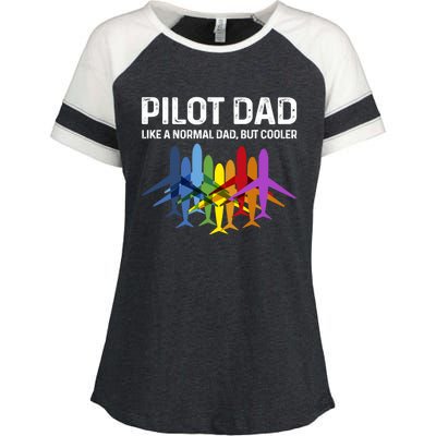 Pilot Father Pilot Dad Like A Normal Dad Only Cooler Gift Enza Ladies Jersey Colorblock Tee