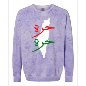 Palestine Free Palestine In Arabic Free Gaza Palestine Flag Colorblast Crewneck Sweatshirt