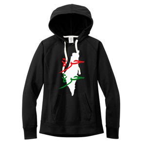 Palestine Free Palestine In Arabic Free Gaza Palestine Flag Women's Fleece Hoodie