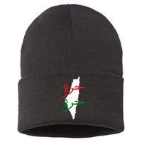 Palestine Free Palestine In Arabic Free Gaza Palestine Flag Sustainable Knit Beanie