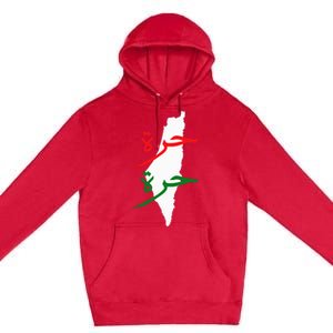 Palestine Free Palestine In Arabic Free Gaza Palestine Flag Premium Pullover Hoodie