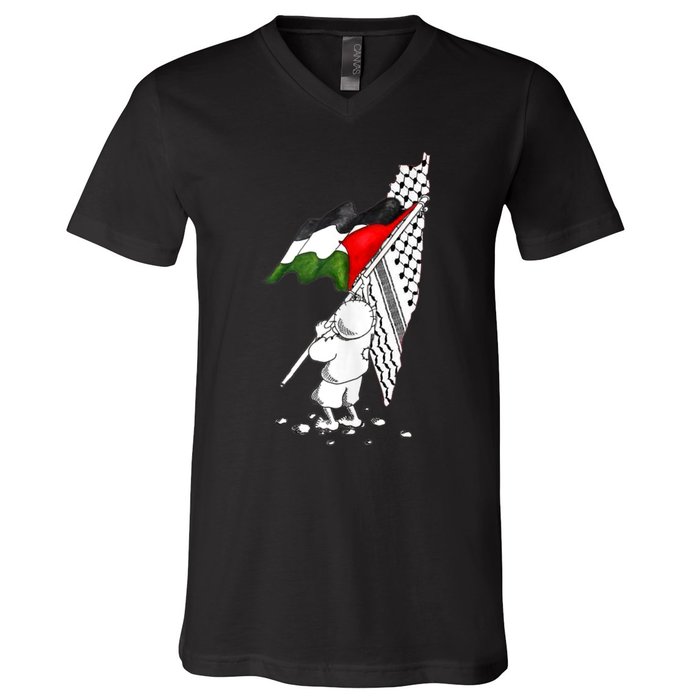 Palestine Free Palestine In Arabic Free Gaza Palestine V-Neck T-Shirt