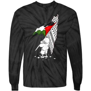 Palestine Free Palestine In Arabic Free Gaza Palestine Tie-Dye Long Sleeve Shirt