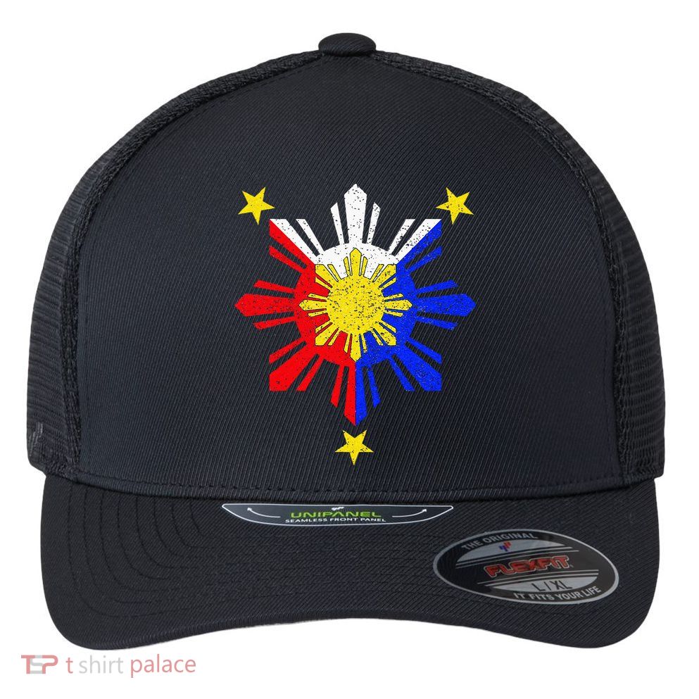 Pinoy Filipino Philippine Flag Sun Flexfit Unipanel Trucker Cap