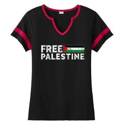 Palestine flag Palestine Free Palestine Gaza Flag Ladies Halftime Notch Neck Tee