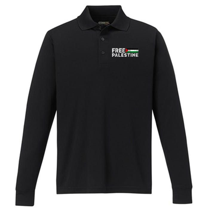 Palestine flag Palestine Free Palestine Gaza Flag Performance Long Sleeve Polo