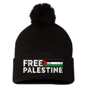 Palestine flag Palestine Free Palestine Gaza Flag Pom Pom 12in Knit Beanie