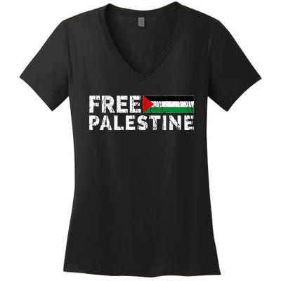 Palestine flag Palestine Free Palestine Gaza Flag Women's V-Neck T-Shirt