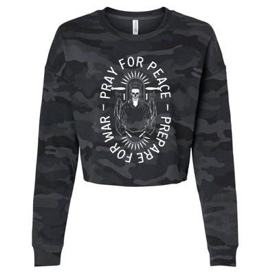 Pray For Peace Prepare For War Cropped Pullover Crew